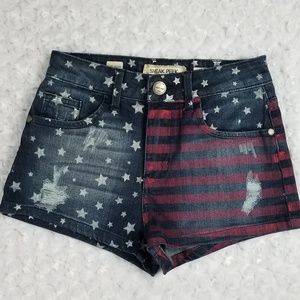 Sneak Peek Denim High Waist Shorts Jr S Patriotic